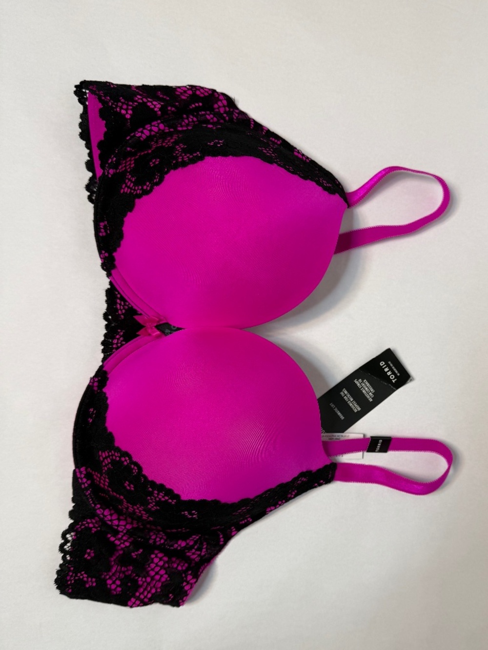 Torrid Curve NWT Hot Pink with Black lace push up bra